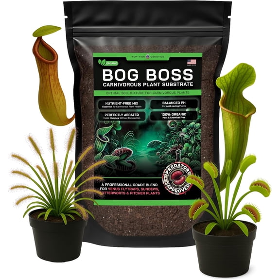 BOG BOSS - Premium Carnivorous Plant Soil Blend | Ideal for Venus Flytraps Sundews Nepenthes Pitcher Plants & Butterworts (1 QT)