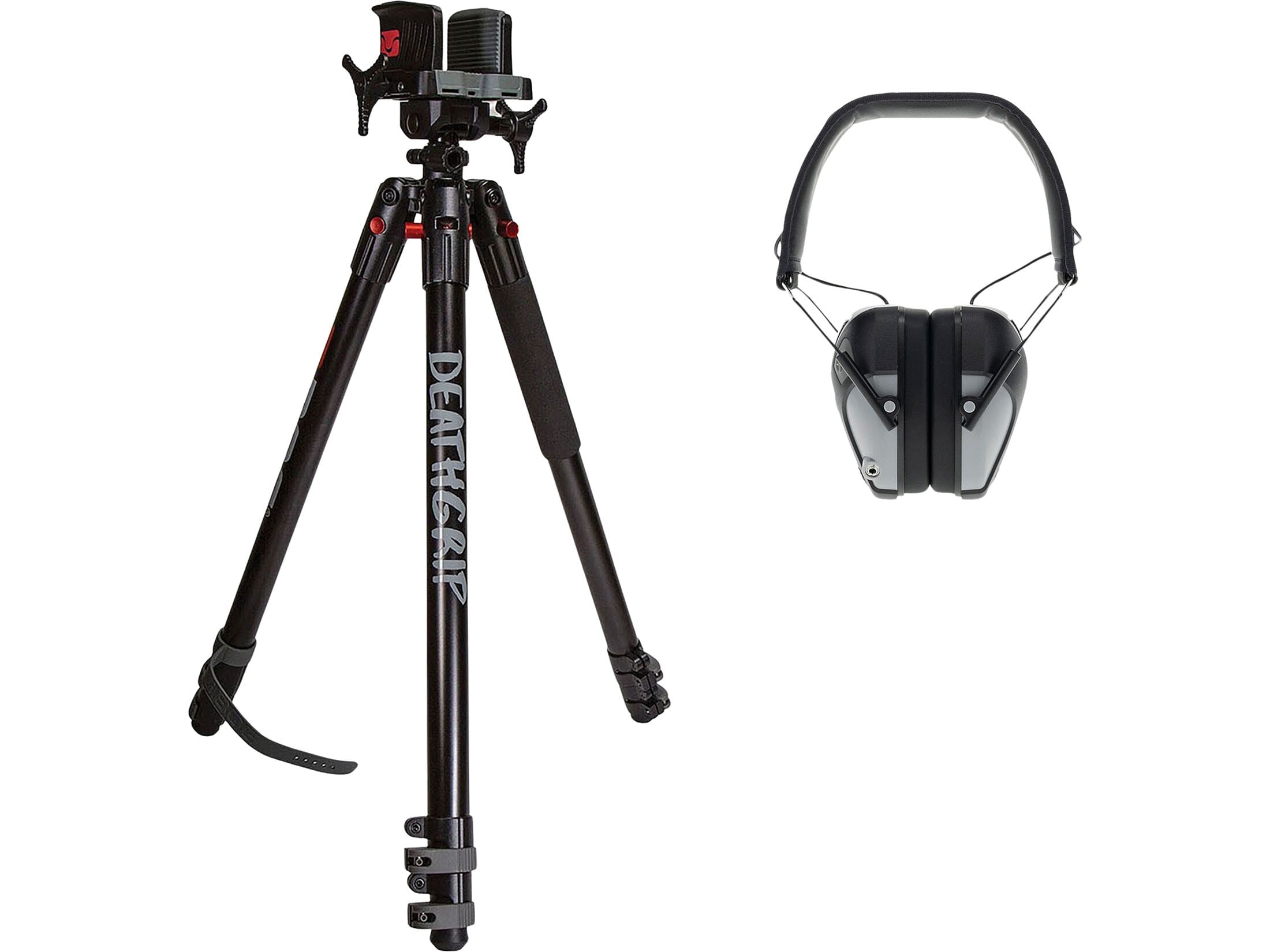 BOG DeathGrip Shooting Tripod with E-Max Pro Earmuffs