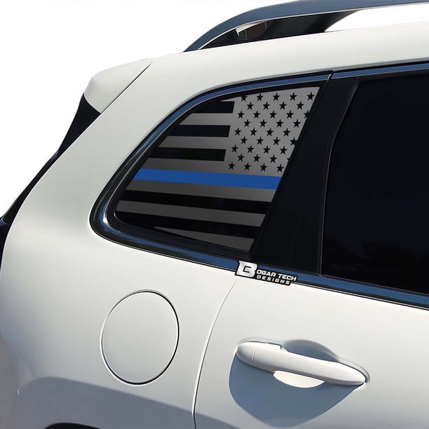 Bogar Tech Precut American Flag Quarter Window Decal For Ford Expedition 2018-2024 - Matte Black