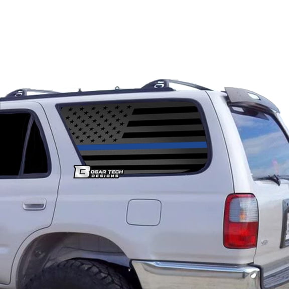 BOGAR TECH DESIGNS American Flag Rear Side Quarter Window Decal Stickers Compatible with Toyota 4Runner 2003-2009, Thin Blue Line