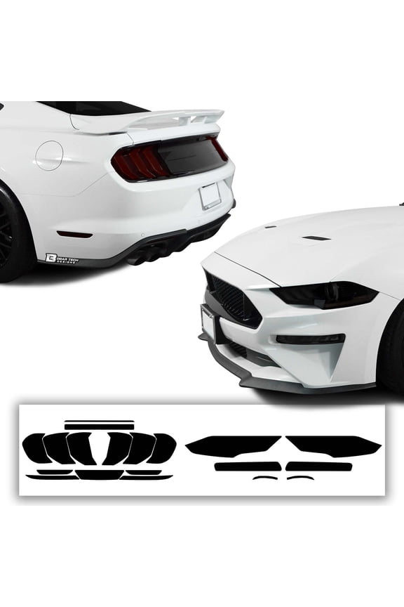 Complete Full Headlight and Taillight Precut Overlay Tint Kit with Tools Compatible with Ford Mustang GT/Ecoboost 2018-2021, Dark Smoke