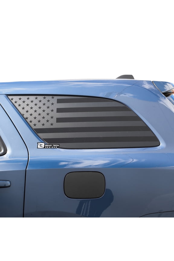 Precut American Flag Rear Side Quarter Window Decal Stickers Compatible with Dodge Durango 2014-2021, Matte Black