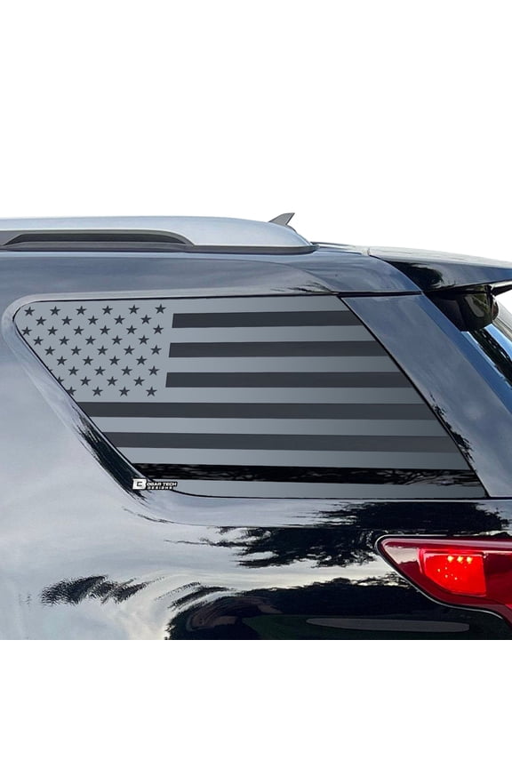 Precut American Flag Rear Side Quarter Window Decal Stickers Compatible with Ford Explorer 2011-2019, Matte Black