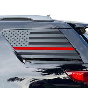 BOGAR TECH DESIGNS Precut American Flag Rear Side Quarter Window Decal Stickers Compatible with Ford Explorer 2011-2019, Thin Red Line