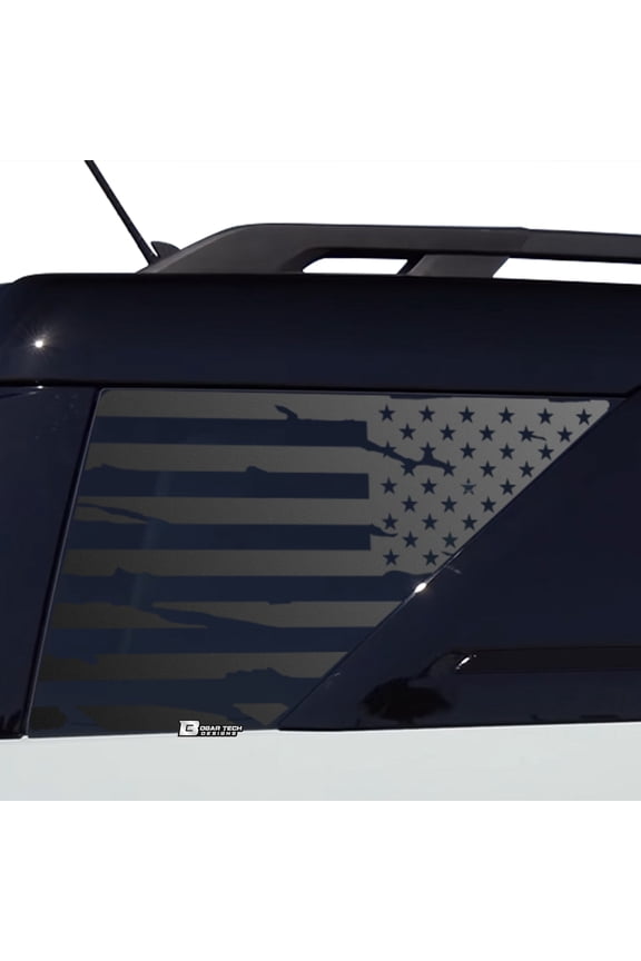 Precut Distressed American Flag Rear Side Quarter Window Decal Stickers Compatible with Ford Bronco 2021, Matte Black