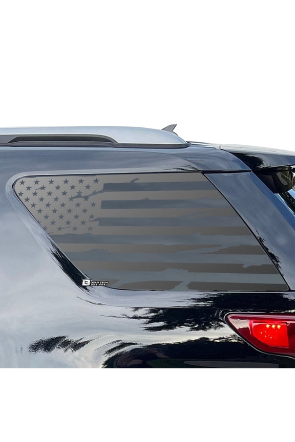 Precut Distressed American Flag Rear Side Quarter Window Decal Stickers Compatible with Ford Explorer 2011-2019, Matte Black