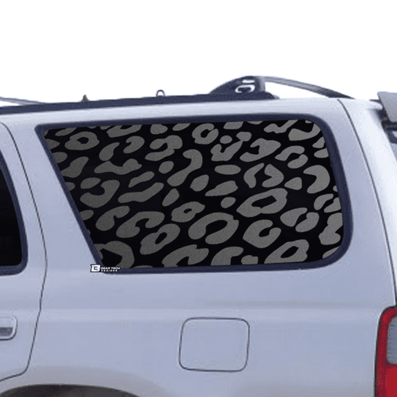 BOGAR TECH DESIGNS Precut Leopard Cheetah Quarter Window Decal Stickers Fits Toyota 4Runner 2003-2009, Matte Black