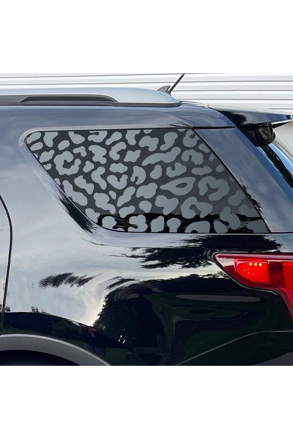Precut Leopard Cheetah Rear Side Quarter Window Decal Stickers Compatible with Ford Explorer 2011-2019, Matte Black