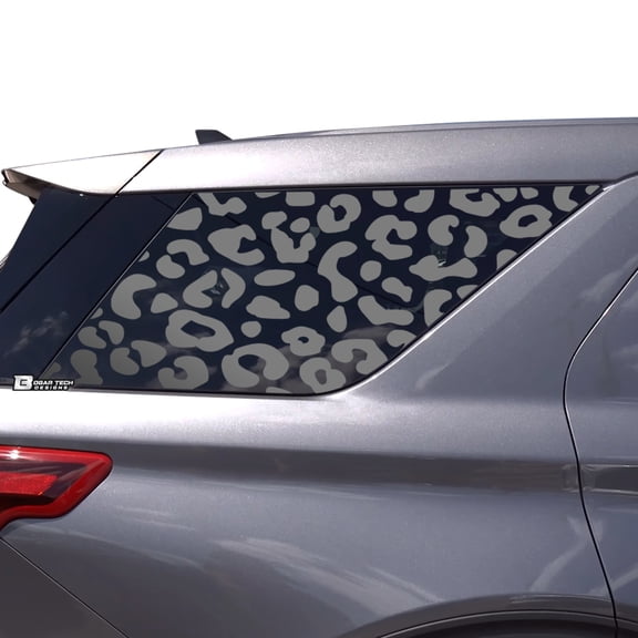 BOGAR TECH DESIGNS Precut Leopard Cheetah Rear Side Quarter Window Decal Stickers Compatible with Ford Explorer 2020-2022, Matte Black