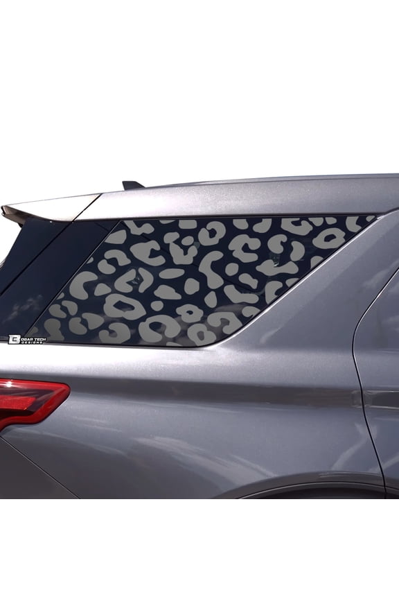 Precut Leopard Cheetah Rear Side Quarter Window Decal Stickers Compatible with Ford Explorer 2020-2022, Matte Black