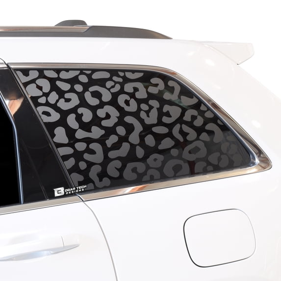 BOGAR TECH DESIGNS Precut Leopard Cheetah Rear Side Quarter Window Decal Stickers Compatible with Jeep Grand Cherokee 2011-2021, Matte Black