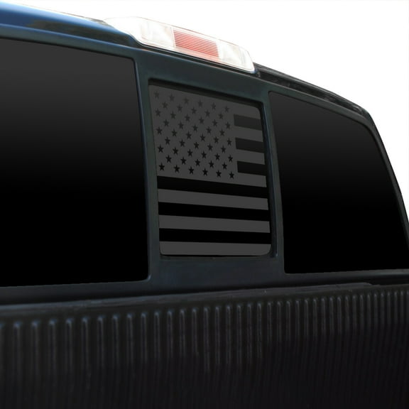 BOGAR TECH DESIGNS Rear Middle Window American Flag Vinyl Decal Compatible with and Fits F150 2004-2014, Matte Black