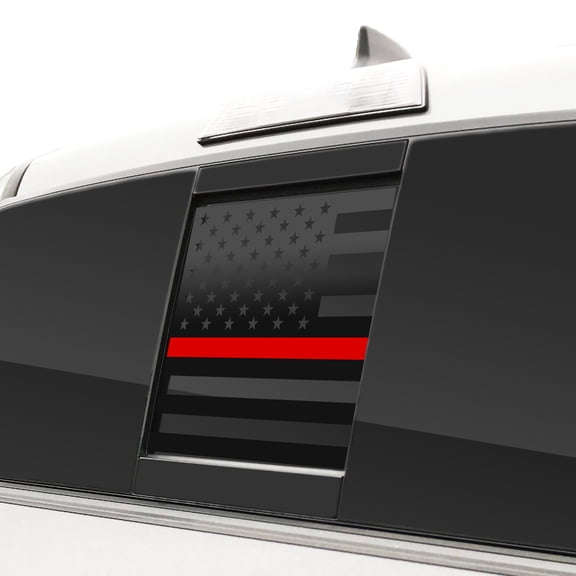 BOGAR TECH DESIGNS Rear Middle Window American Flag Vinyl Decal Sticker Compatible with and Fits Tacoma 2016-2021, Thin Red Line