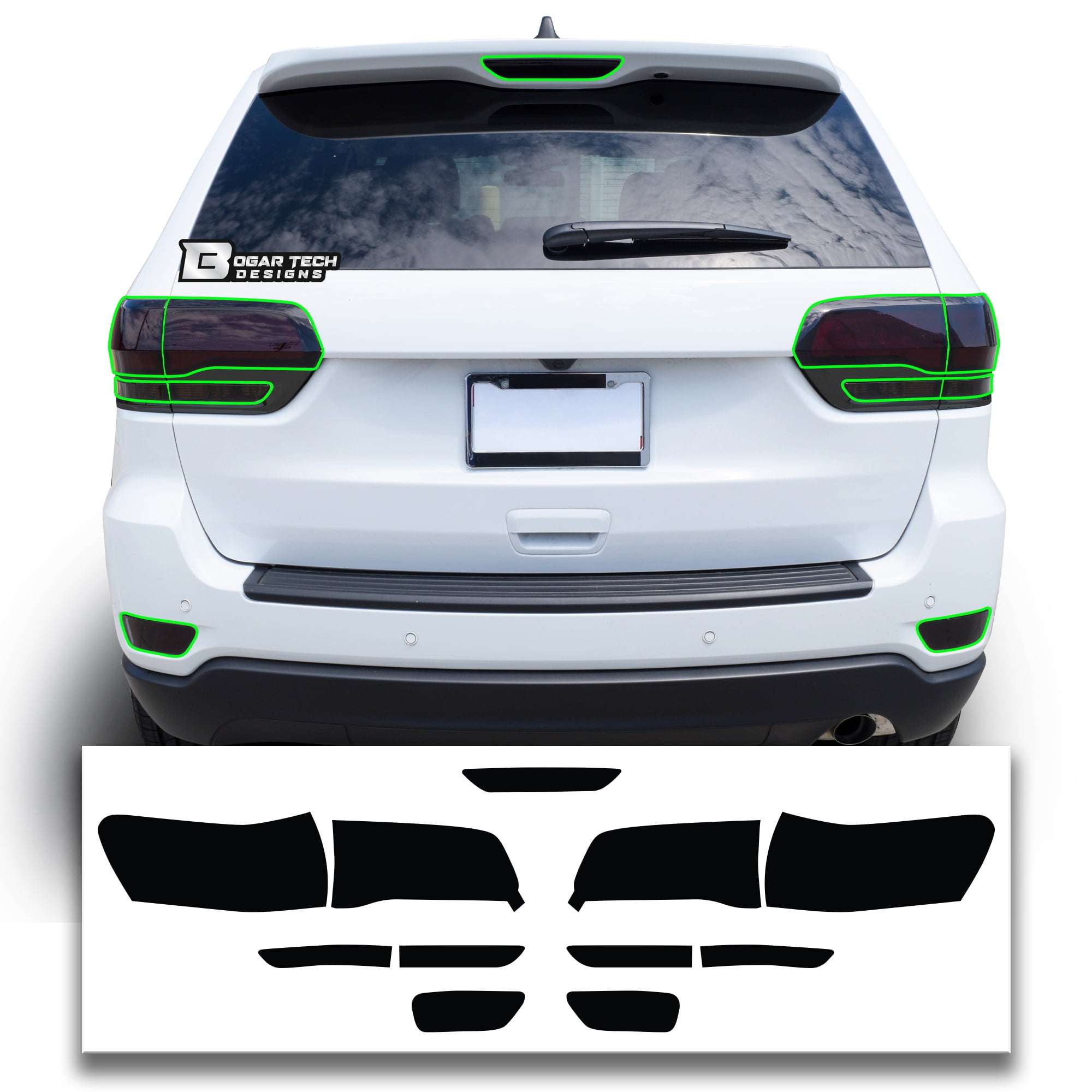 Smoked Black Tail Light Covers For Jeep Compass 2011-2016 - Exterior Trim Guard, Easy Install