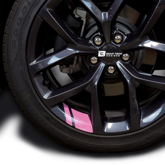 BOGAR TECH DESIGNS Wheel Rim Decal Stripes for 18" - 20" Wheels, Gloss Pink