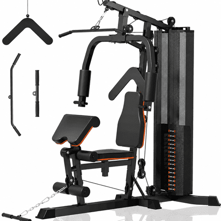 BOGYKIK 150LB Home Gym Multigym, Single Station Strength Training System with LAT Pulldown, Chest Press & Leg Extension, Space-Saving Workout Machine for Full Body Exercise