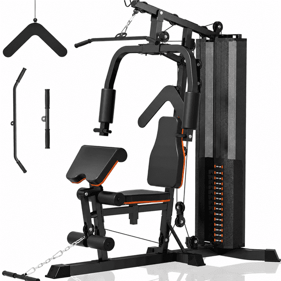 BOGYKIK 150LB Home Gym Multigym, Single Station Strength Training System with LAT Pulldown, Chest Press & Leg Extension, Space-Saving Workout Machine for Full Body Exercise