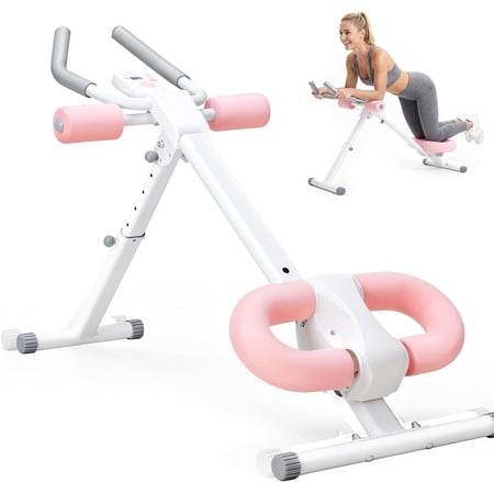 BOGYKIK Adjustable Ab Machine for Home Gym, Foldable Ab Trainer with 2 Incline Levels, 5 Height Adjustments, LCD Display, Knee & Elbow Protection, 440 lbs Capacity