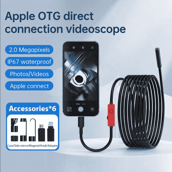 BOGYKIK Borescope 1920P HD Double Lens 8 LED IP67 Waterproof 16.4ft/5m for Android iOS