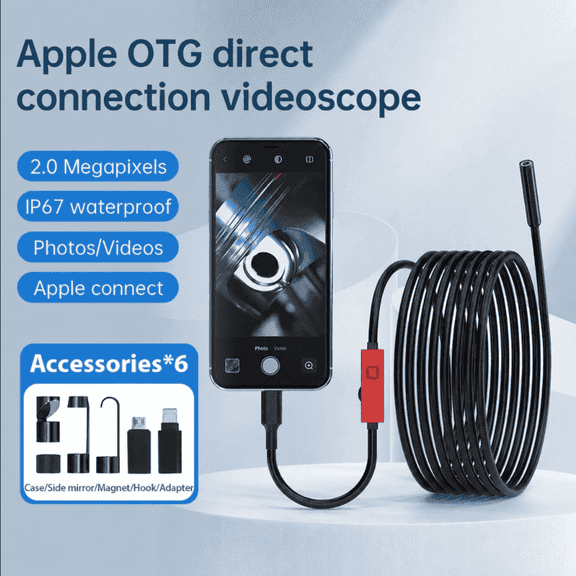 BOGYKIK 1920P HD Dual Lens Borescope, 8 LED, 16.4FT Snake Cable Endoscope, IP67 Waterproof for Android & iOS