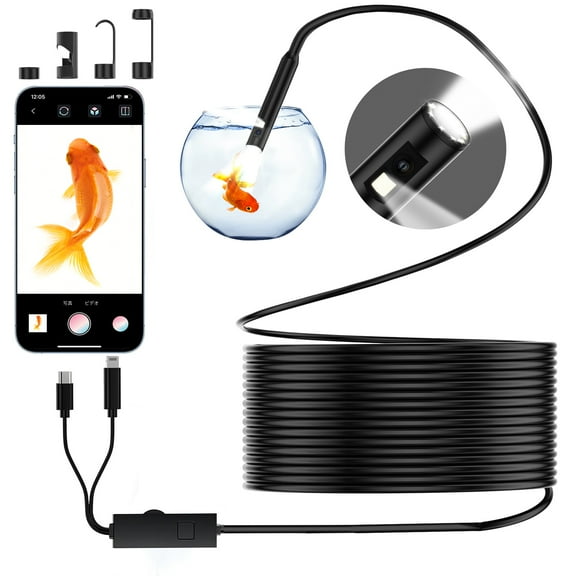 BOGYKIK USB Endoscope Dual lens; 1920*1080P Camera Snake Inspection Camera; Multi-functional Borescope, 8+1 Adjustable LED Lightweight and Ultra-thin Waterproof Probe; 360-Degree Rotating Camera
