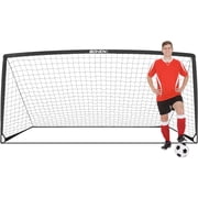 BOHEN Kids Soccer Goal with Metal Rod, Metal Portable Folding Soccer Net for Backyard, Indoor/Outdoor Use for Youth and Adults 11 x 5.5 ft,Black