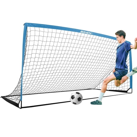 BOHEN Portable Metal Soccer Goal for Backyard with Carry Bag - Fun for Outdoor Indoor Training Games for Kids Adult, for Easy Storage and Transportation (9x5ft, 1piece, Blue)