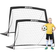 BOHEN Portable Soccer Goal for Kid Backyard - Easy Fold Lightweight Fun for Outdoor Indoor Training Game for Teen Youth AdultBlack,5x3ft,2 packs