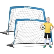 BOHEN Portable Soccer Goal for Kid Backyard - Easy Fold Lightweight Fun for Outdoor Indoor Training Game for Teen Youth AdultBlue,5x3ft,2 packs