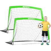 BOHEN Portable Soccer Goal for Kid Backyard - Easy Fold Lightweight Fun for Outdoor Indoor Training Game for Teen Youth AdultGreen,5x3ft,2 packs