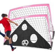 BOHEN 6x4FT Portable Soccer Goal for Backyard with Carry Bag - Fun for Outdoor Indoor for Kids Adult, for Easy Storage 2 packs, Pink