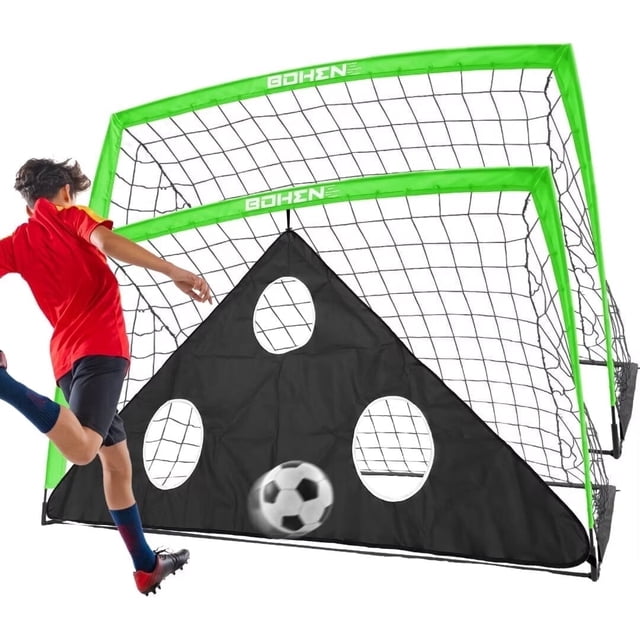 BOHEN 6x4FT Portable Soccer Goal for Kids Backyard Youth Soccer Goal with Net Ground Stakes with Carry Bag