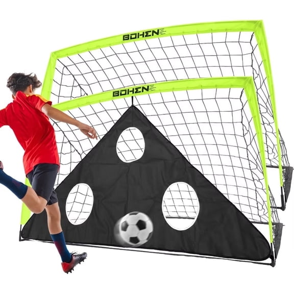 BOHEN 6x4FT Portable Soccer Goal for Kids Backyard Youth Soccer Goal with Net Ground Stakes with Carry Bag