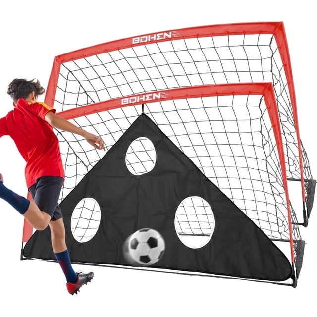 BOHEN 6x4FT Portable Soccer Goal for Kids Backyard Youth Soccer Goal with Net Ground Stakes with Carry Bag