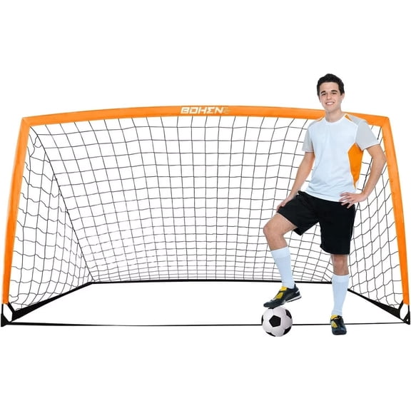 BOHEN 9x5 ft Portable Kids Soccer Goal for Backyard Large Practice Soccer Net with Carry Bag