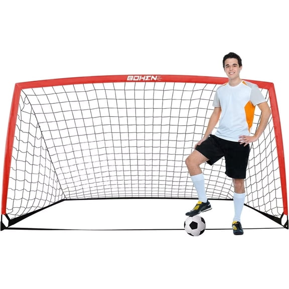 BOHEN 9x5 ft Portable Kids Soccer Goal for Backyard Large Practice Soccer Net with Carry Bag
