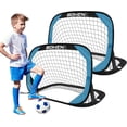 thumbnail image 1 of BOHEN Pop Up Soccer Goals for Kids-Foldable Portable Soccer Net for Outdoor Indoor Backyard Beach(3.3x2.2FT,2 packs,Blue), 1 of 7