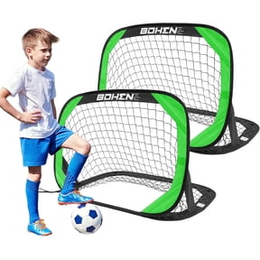 BOHEN Pop up Soccer Goals for Kids-Foldable Portable Soccer Net for Outdoor Indoor Backyard Beach(3.3x2.2ft,2 packs,Green)