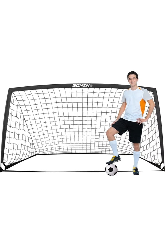 Portable Kids Outdoor Backyard Soccer Goals with Carry Bag, Black