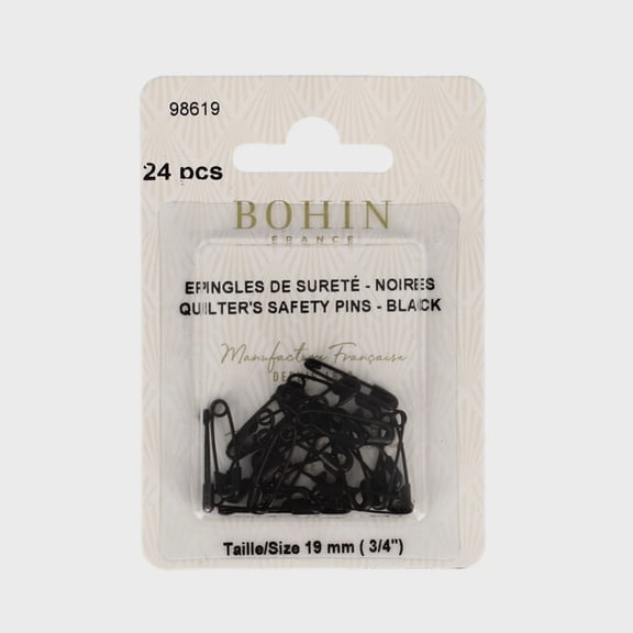 BOHIN Black Sewing Safety Pins 19mm 3/4 Inch 98619