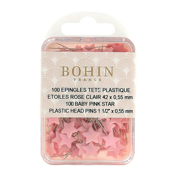 BOHIN Pink Star Plastic Head 1-1/2 Inch Sewing Pins