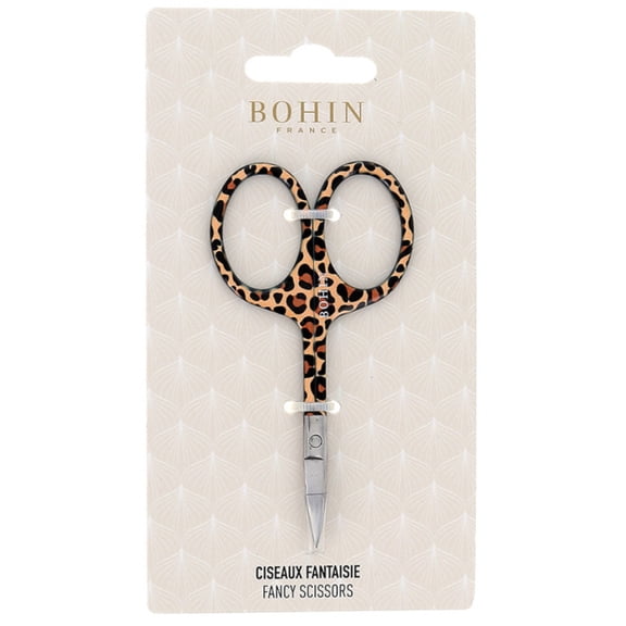 BOHIN Safari Collection Savage Leopard 3-1/2 Inch Fancy Embroidery Scissors