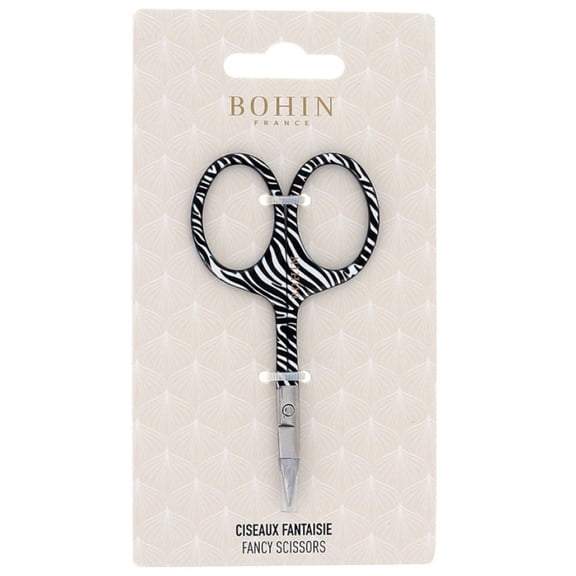 BOHIN Safari Collection Savage Zebra 3-1/2 Inch Fancy Embroidery Scissors