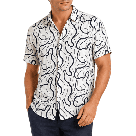 BOHIO Men’s Short Sleeve Button-Down Shirt 100% Polyester (Men)