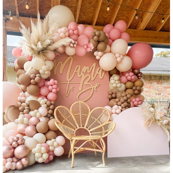 BOHO Balloon Garland Arch Kit With Pink Chocolate Ivory White Rose Gold Balloons for Baby Shower Birthday Wedding Party Supplies