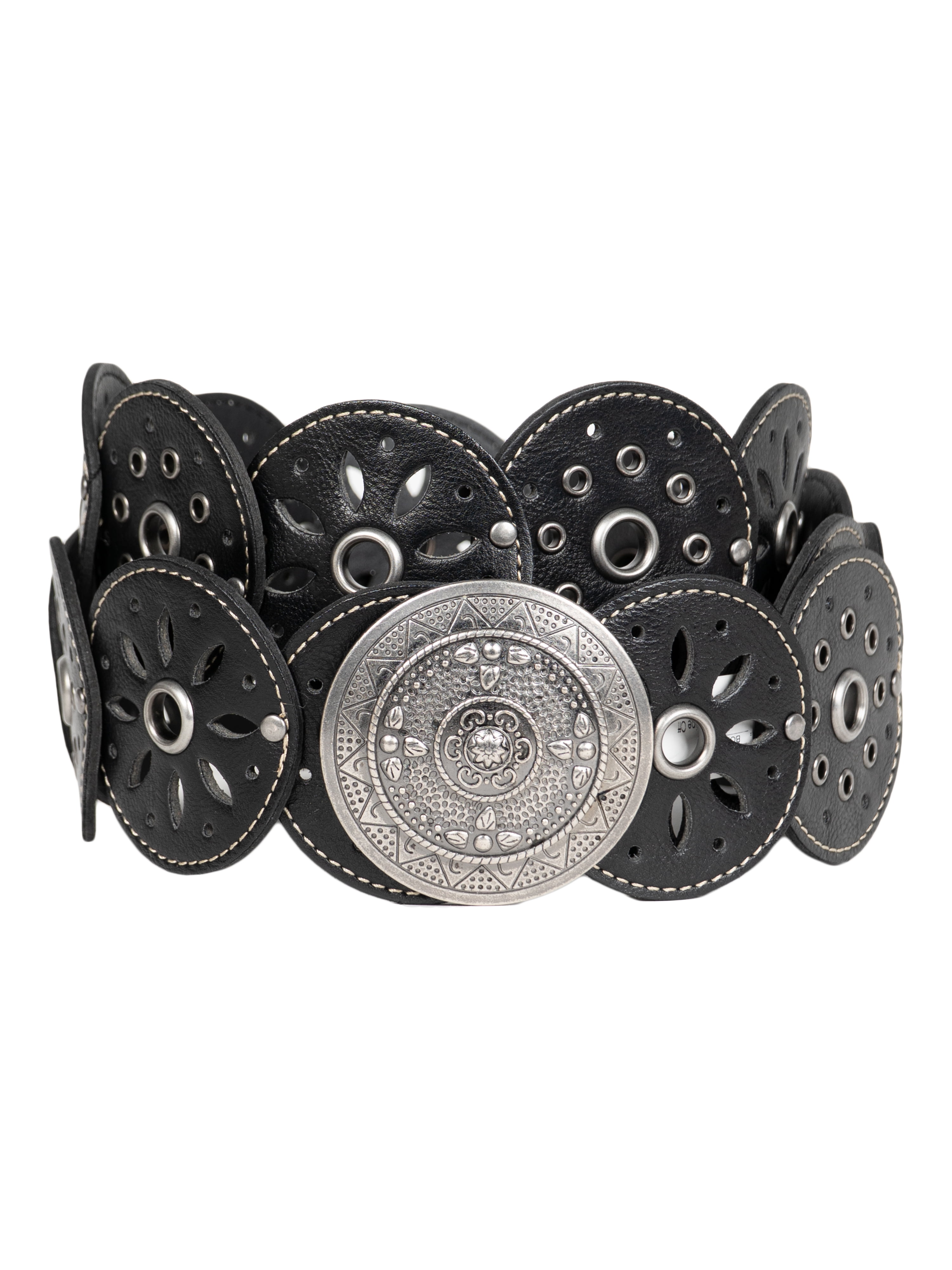 No Boundaries Women's and Women's Plus Boho Concho Belt, Black