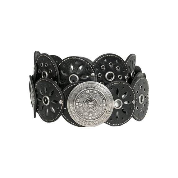 No Boundaries Women's and Women's Plus Boho Concho Belt, Black