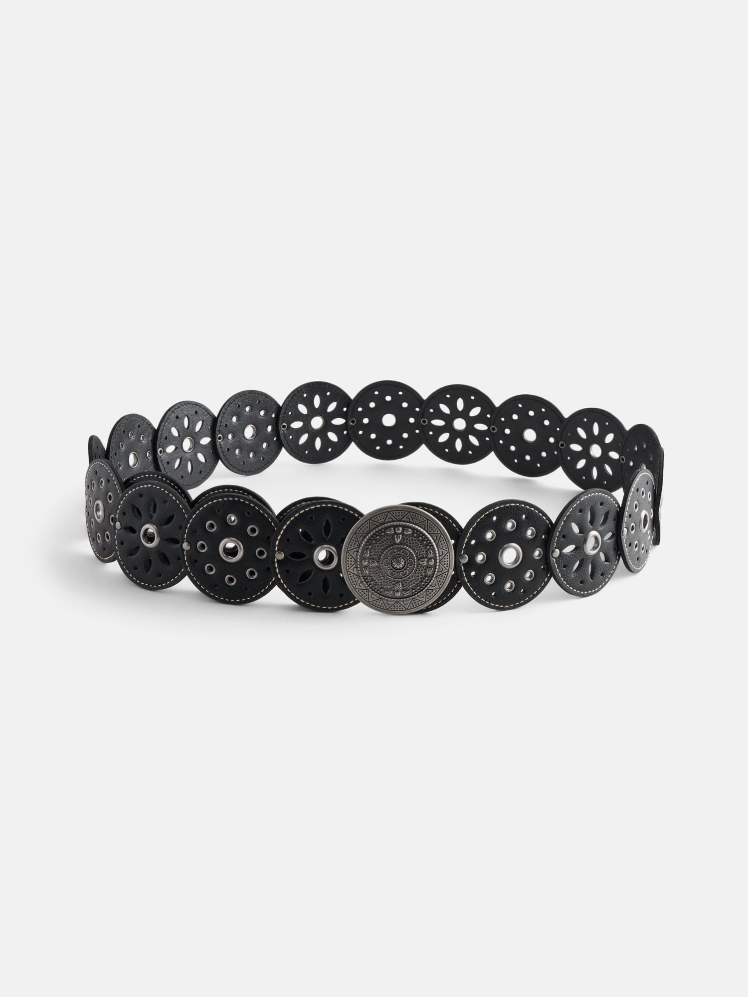 No Boundaries Women's Faux Leather Concho Belt, Black - Walmart.com