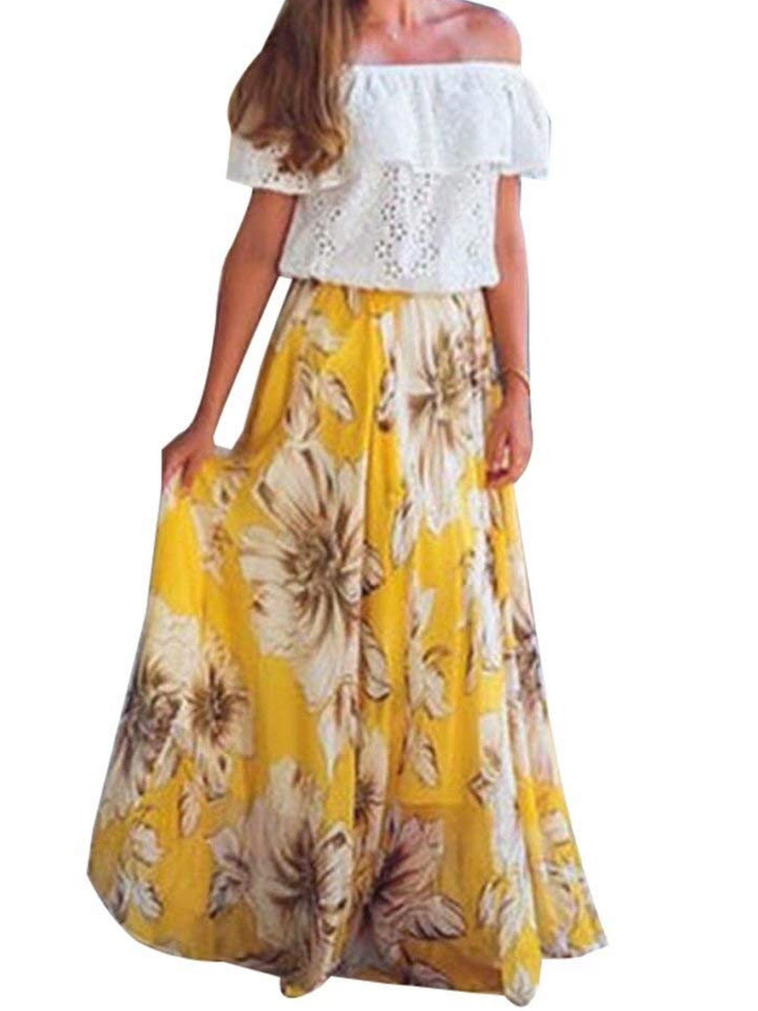 BOHO Hippy Women Summer Floral Long Maxi Skirt Dress