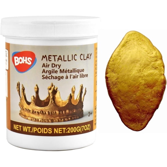 BOHS Golden Metallic Clay - 200g,Air Dry,Shiny - for Item Decoration, Figures,Props Sculpting Materials